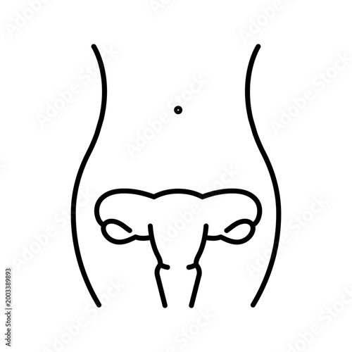 Female reproductive organ icon. Healthcare and gynecology line symbol. Black and white.
