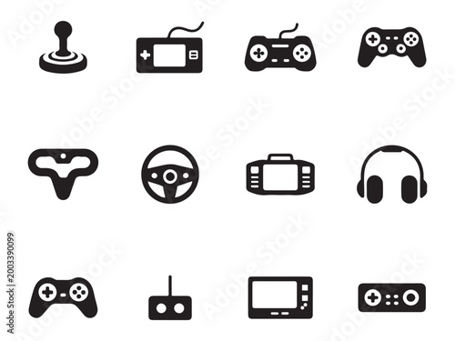 Video Game Console and Controller Icons - Gaming Hardware Vector Set