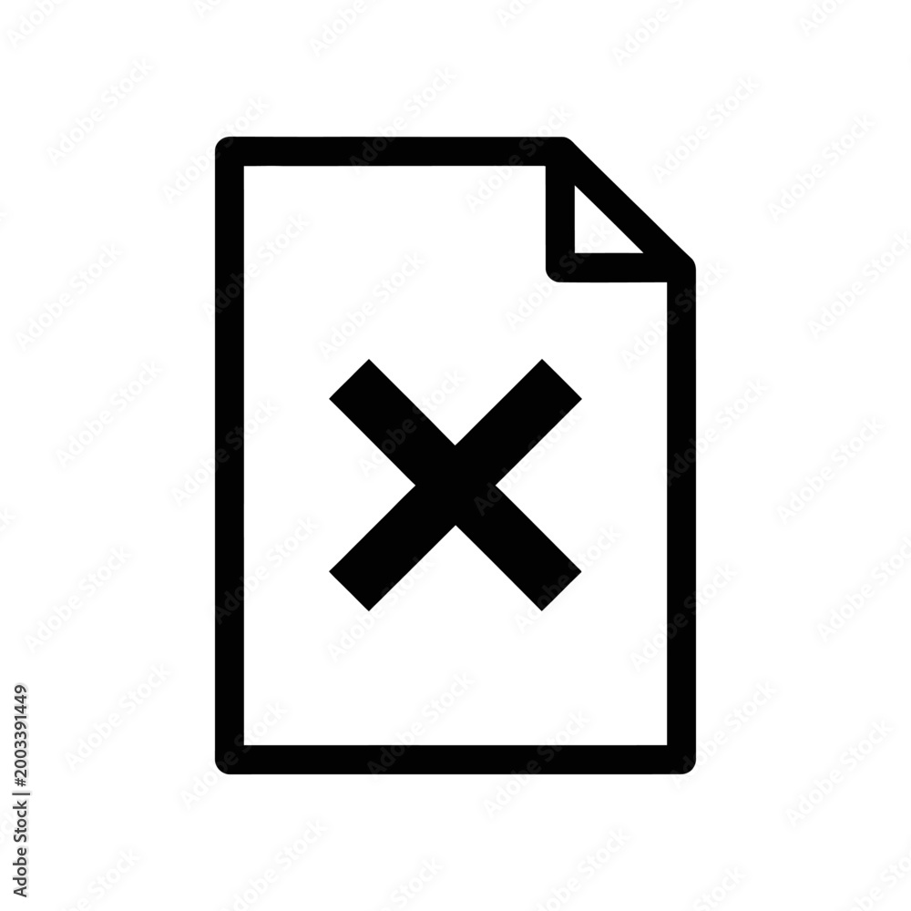 Fototapeta premium Digital delete icon isolated black cross symbol on transparent background vector