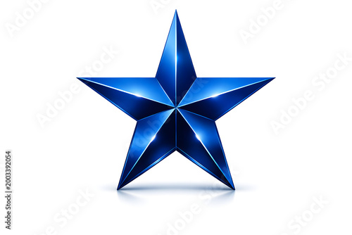 Shining blue star symbol on white background