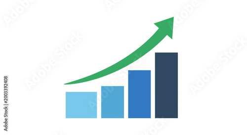 A green arrow pointing up over a bar graph.