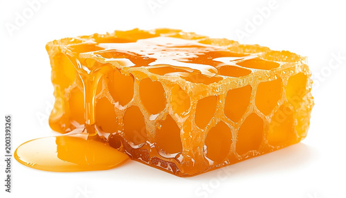Honeycomb with dripping honey vector illustration isolated on white background for culinary sweet food agriculture and natural design