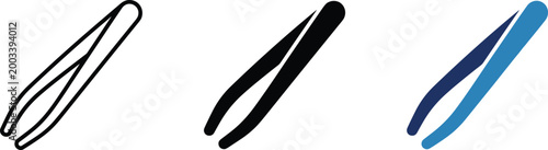Foto Rounded flat tweezers vector icon in black and blue style, editable beauty tool