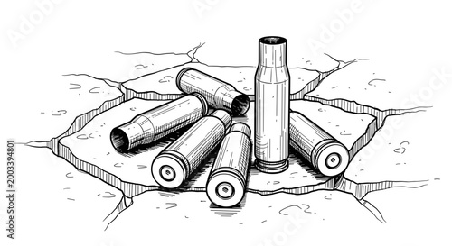 Bullet Casings Sketch Illustration Ground