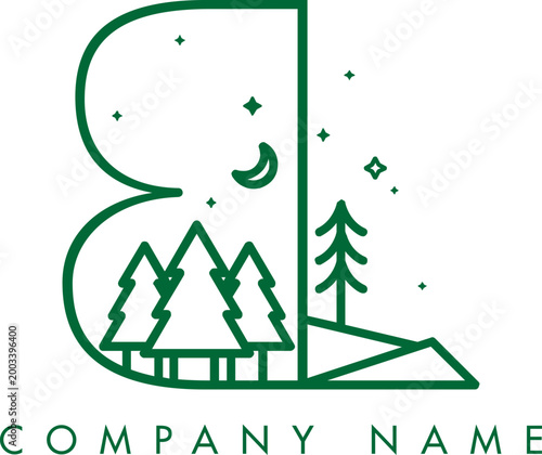 Minimalistic Abstract Initial Letter BL Nature Outdoor Line Art Logo Design