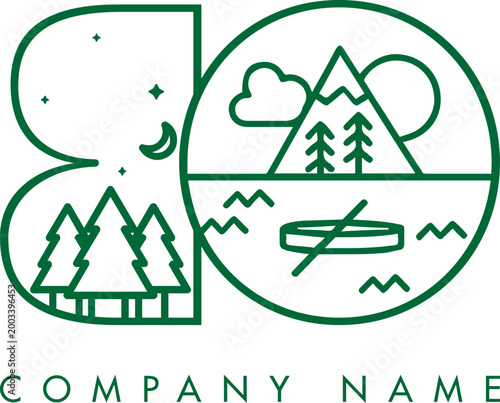 Minimalistic Abstract Initial Letter BO Nature Outdoor Line Art Logo Design
