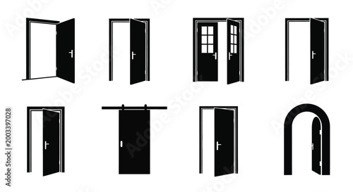 Slika na platnu collection of door silhouettes in various styles silhouette high quality profess
