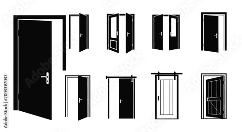 Foto various door styles in silhouette high quality professional detailed modern eleg