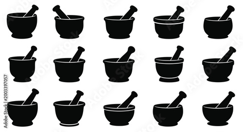 mortar and pestle silhouette grid pattern high quality professional detailed modern