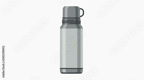 A modern metal water bottle, captured against a clean backdrop, highlighting its sleek design and practicality. Emphasizing its utility for hydration, travel, and environmental consciousness.