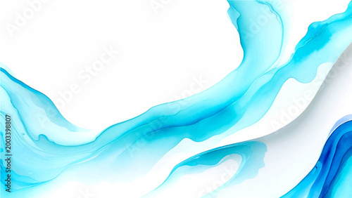Vector Abstract composition of flowing fluid textures and aqua hues, conjuring sense of movement and tranquility. 