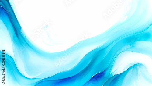 Vector Abstract, fluid artwork evoking feeling tranquility. Intricate swirling patterns shades cyan, turquoise, azure, soft gradients.