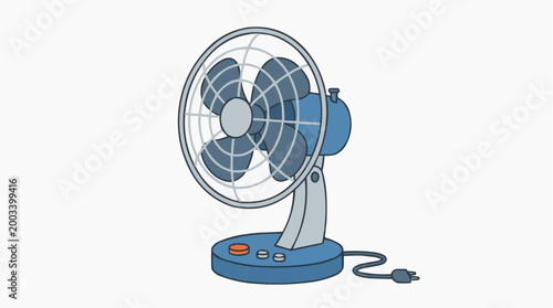 A stylish fan cools the air with its modern design and functionality, creating a refreshing atmosphere.