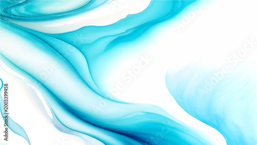 Vector Abstract ethereal flowing ribbons, tranquil aquamarine hues.