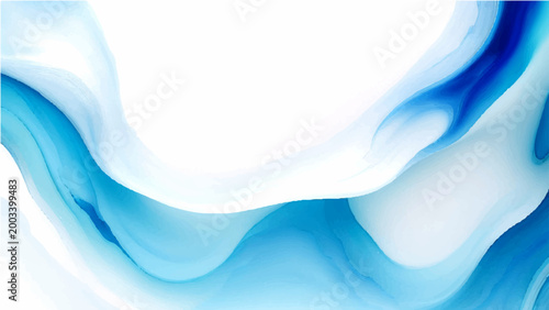 Vector Fluid abstract composition, blending azure and cerulean hues, creates visual harmony with suggestion of movement, evokes sense of tranquility, serenity, and depth.