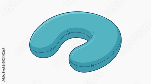 A soothing, contour-shaped travel pillow in a gentle blue shade offers essential comfort and support. 