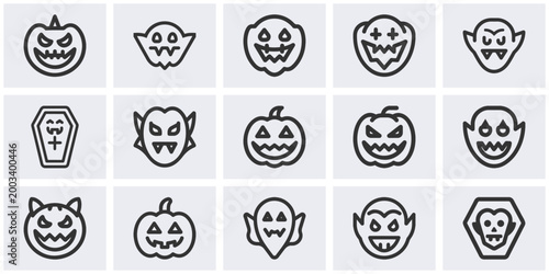 Black halloween on light gray background pumpkins ghosts