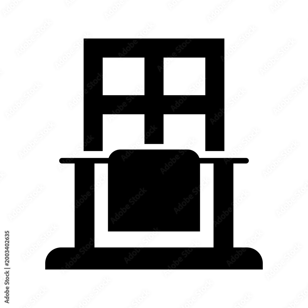 Fototapeta premium Balcony railing icon. Architecture and building facade filled symbol. Black and white.