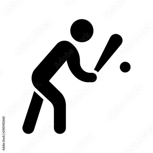 Baseball player icon. Sports and baseball filled symbol. Black and white.