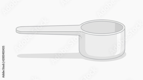 A simple plastic scoop on a neutral backdrop, perfectly illustrating precision and measurement.
