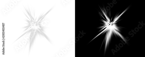 Quadro su tela Light burst effects with rays on white and black backgrounds for design isolated