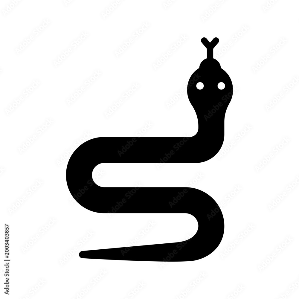 Fototapeta premium Snake reptile icon. Animals and reptile filled symbol. Black and white.
