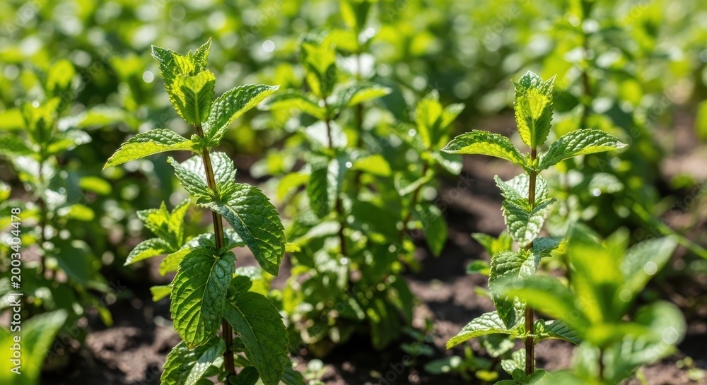 Obraz premium Green plants growing outdoors.
