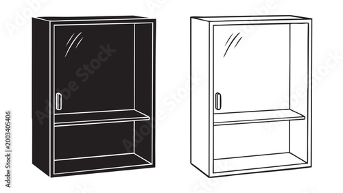 Wall cabinet furniture icon set for design