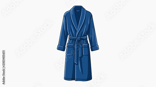 A plush blue bathrobe lies relaxed, showcasing its soft texture. Evoking comfort and tranquility.