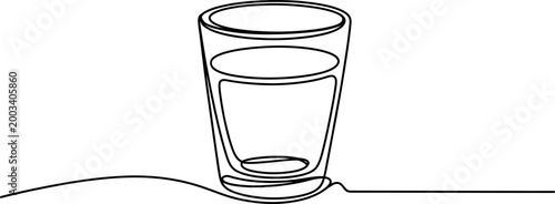 Continuous single line drawing of a simple glass of water