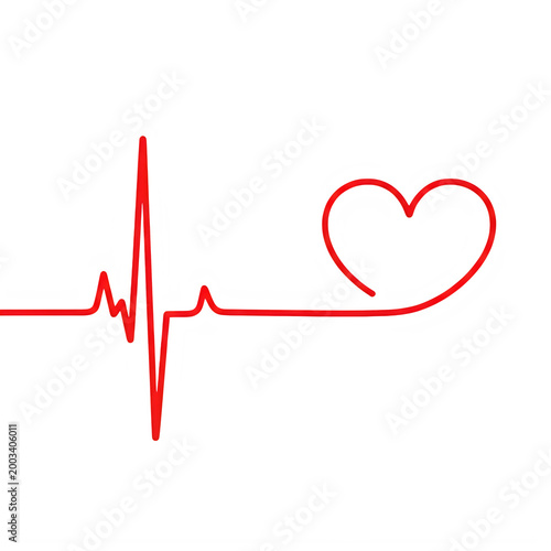 A red heart rate line with a heart symbol