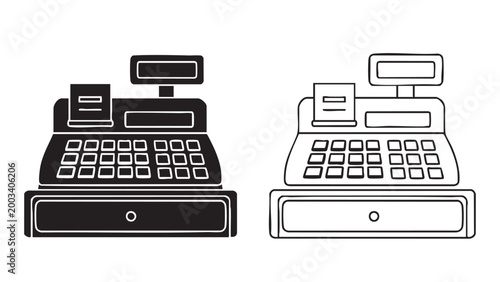 Schilderij op canvas Traditional cash register icon in two styles