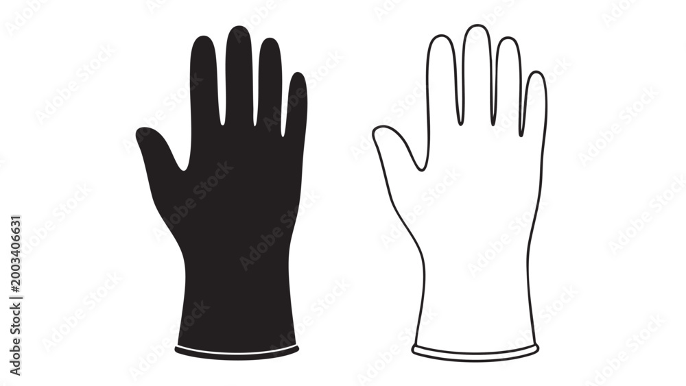 Obraz premium Rubber glove hand protection line art vector