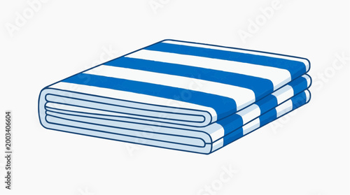 A folded striped beach towel, a symbol of relaxation and summer leisure. Clean, simple, and inviting.