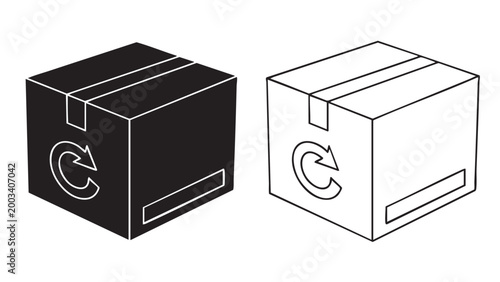 Recycle shipping box vector icon set