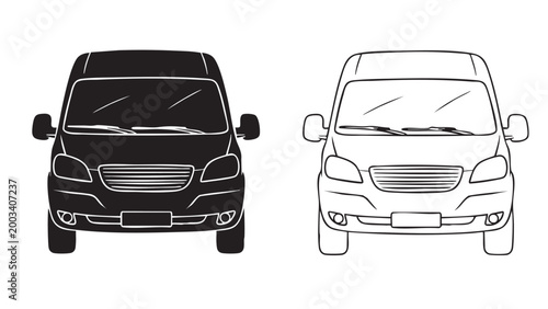 Front view cargo van vehicle vector