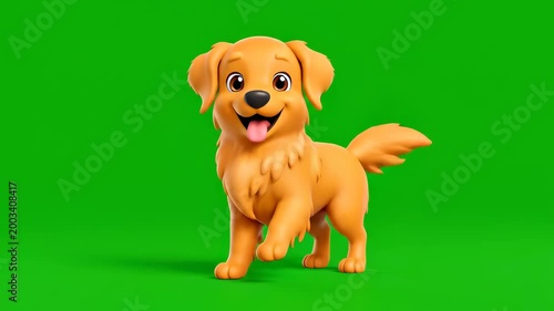 Golden Puppy's Happy Stroll: A radiant golden retriever puppy, exuding pure joy and charm, strides confidently, its lively spirit and playful demeanor capture the essence of canine companionship.