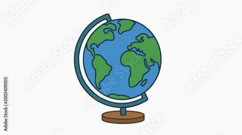 An illustrated globe stands as a symbol of exploration, education, and global interconnectedness.