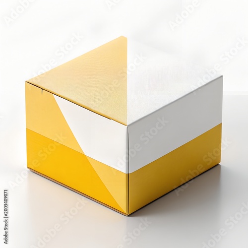 Elegant Cake Slice Shaped Gift Box with Modern Yellow and White Design for Presents and Sweet Surprises