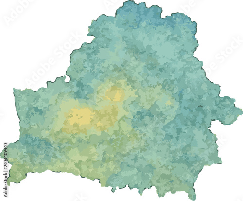 Vector watercolor illustration of map of  Belarus
