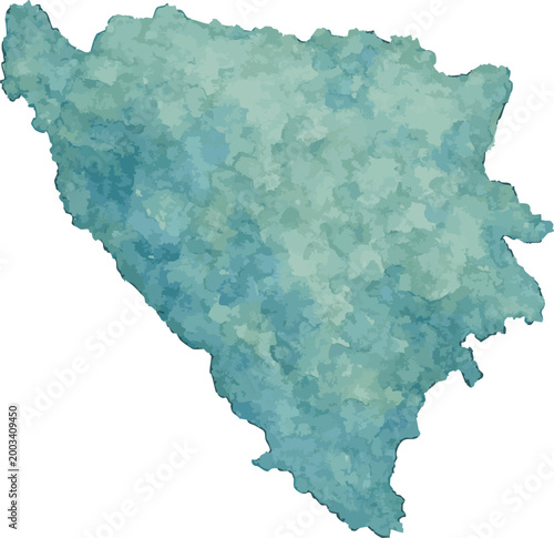 Vector watercolor illustration of map of  Bosna and Herzegovina