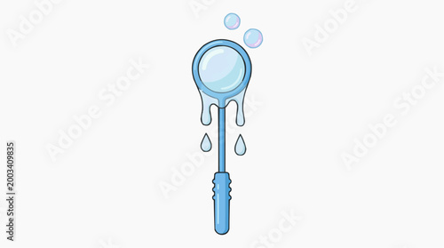 A whimsical illustration of a bubble wand, with soap bubbles ready to burst and create an enchanting effect. The liquid gleams gently, as if still wet.