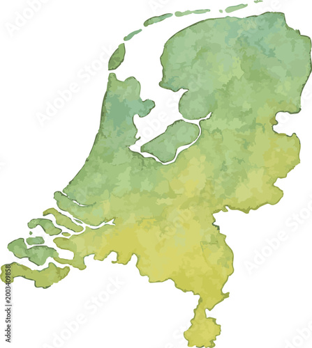 Vector watercolor illustration of map of  Netherlands