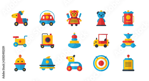 Colorful vector toys on white background