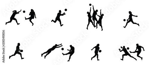 Schilderij op canvas Gaelic football players silhouette