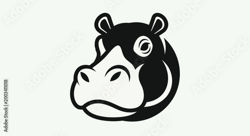 Bild auf Leinwand Black and white hippopotamus head illustration