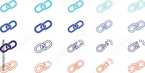 Colorful chain link icons in various styles and colors.