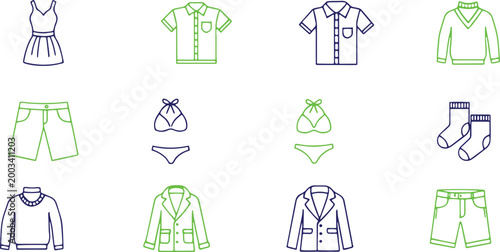 Collection of various clothing items and accessories.
