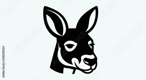 Foto Black and white kangaroo head illustration