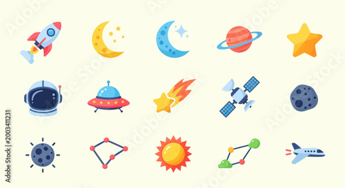 Cosmic illustrations space objects collection